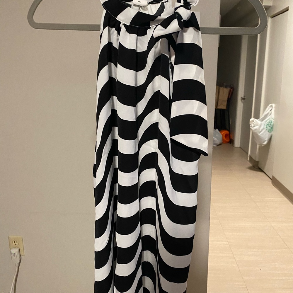 Black and White Striped Women's Top